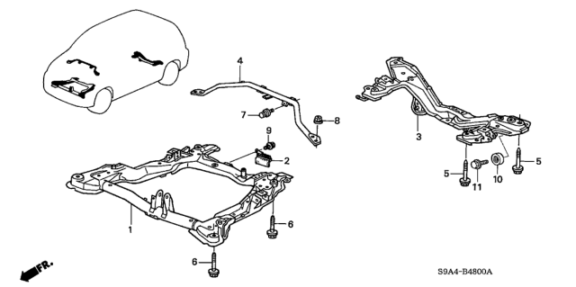 2005 Honda CR-V Front Sub Frame - Cross Beam Diagram