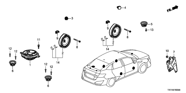 2020 Honda Clarity Fuel Cell Speaker Assembly, Woofer (Premium) (Foster) Diagram for 39120-TVA-A71