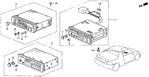 1995 Honda Del Sol Knob A Diagram for 39103-SE3-Q81