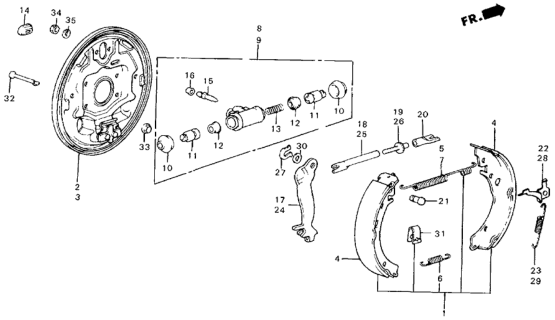 1987 Honda Civic Plate, Left Rear Brake Backing Diagram for 43120-SB2-033