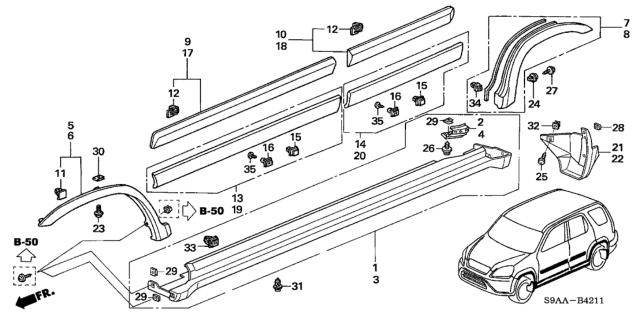 2006 Honda CR-V 5 Door EX (4WD) KA 5AT Protector - Side Sill Garnish Diagram