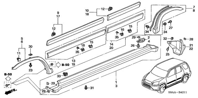 2006 Honda CR-V Protector - Side Sill Garnish Diagram