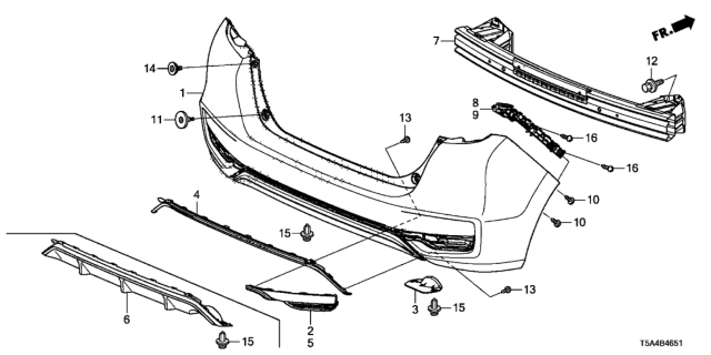 2018 Honda Fit Rear Bumper Diagram