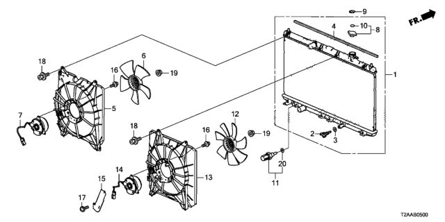 2017 Honda Accord Fan, Cooling Diagram for 38611-R40-A01