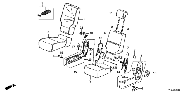 2015 Honda Odyssey Cover, Center Seat-Back Trim (Sienna Beige) (Leather) Diagram for 81921-TK8-A41ZC