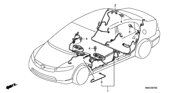 2010 Honda Civic Wire Harness, Floor Diagram for 32107-SNA-A32