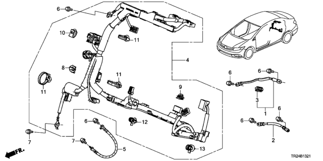 2014 Honda Civic Cable Assy., Ipu Ground Diagram for 32603-TR2-000