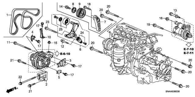 2009 Honda Civic Alternator Bracket (1.8L) Diagram