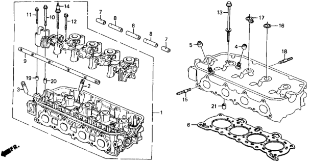 1988 Honda Civic Shaft B, Valve Rocker Arm Diagram for 14632-PJ7-000