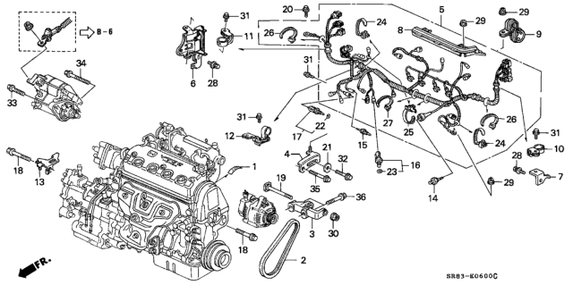 1994 Honda Civic Engine Sub Cord - Clamp Diagram