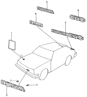 1981 Honda Civic Emblem, Front Grille Diagram for 87101-SA0-660