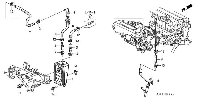 1999 Honda Civic Tube C, PCV Diagram for 11857-PR3-000