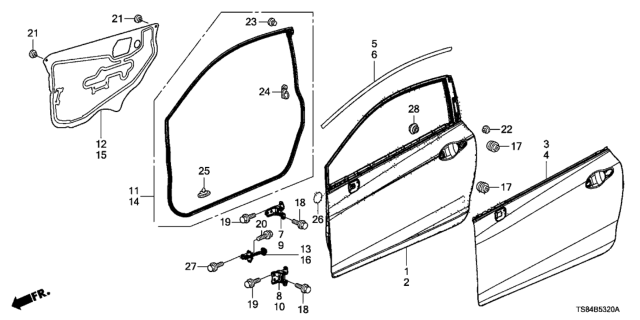 2012 Honda Civic Checker, Right Front Door Diagram for 72340-TS8-A01