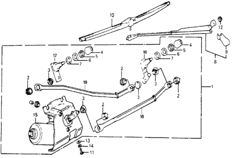 1978 Honda Accord Blade, Windshield Wiper Diagram for 38470-671-013