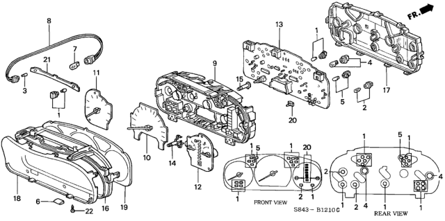 2002 Honda Accord Meter Assembly, Fuel & Temperature Diagram for 78130-S84-A31