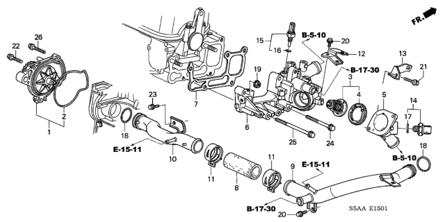 2004 Honda Civic 4 Door GX KA CVT Water Pump - Sensor Diagram