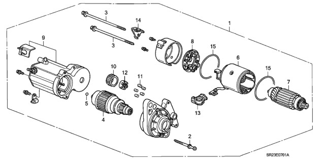 1997 Honda Del Sol 2 Door V-TEC KA 5MT Starter Motor (Denso) Diagram
