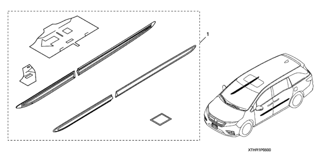 2020 Honda Odyssey 5 Door EX (HPPG 10AT) KA XAT Body Side Molding Diagram