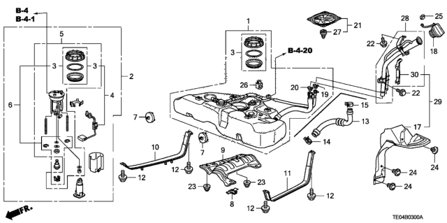 2008 Honda Accord Band, Driver Side Fuel Tank Mounting Diagram for 17522-TA0-A00