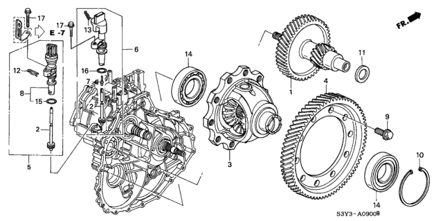 2001 Honda Insight Ring 3, Set (66MM) (1.7) (Yellow) Diagram for 90416-PN0-000