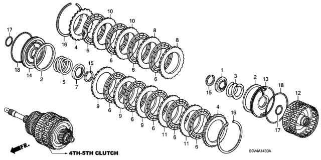 2006 Honda Pilot Spring, Clutch Return Diagram for 22541-RJB-003