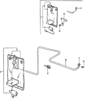 1973 Honda Civic Clip, Washer Nozzle Diagram for 38541-601-000