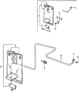 1973 Honda Civic Nozzle, Washer Diagram for 38540-657-671