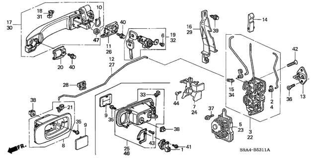 2002 Honda CR-V Protector, R. FR. Door Lock Diagram for 72117-S6A-Q01