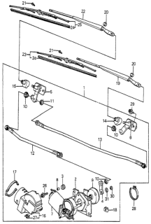 1985 Honda Accord Wiper Assy., Windshield Diagram for 38400-SA5-661