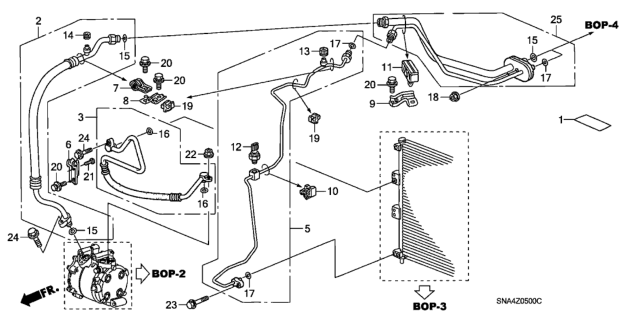 2007 Honda Civic A/C Hoses - Pipes Diagram