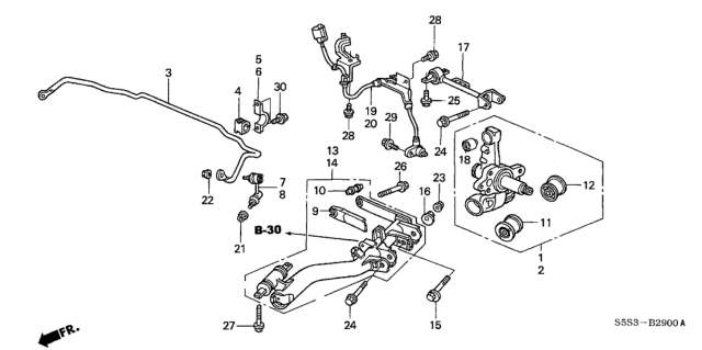 2003 Honda Civic Spring, Rear Stabilizer Diagram for 52300-S5T-A02