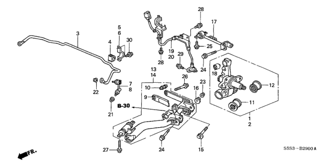 2004 Honda Civic Holder, Left Rear Stabilizer Bush Diagram for 52309-S6M-000