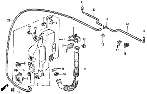 1983 Honda Prelude 2 Door DX KH 5MT Windshield Washer Diagram