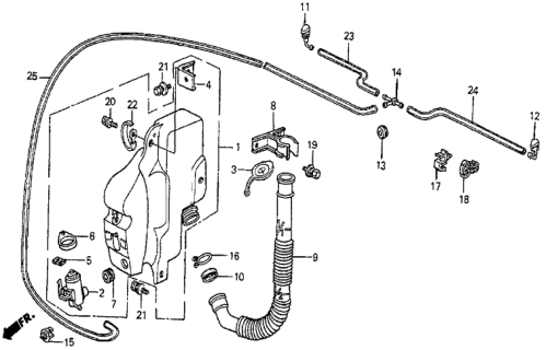 1984 Honda Prelude Nozzle, L. Windshield Washer Diagram for 38550-SB0-003