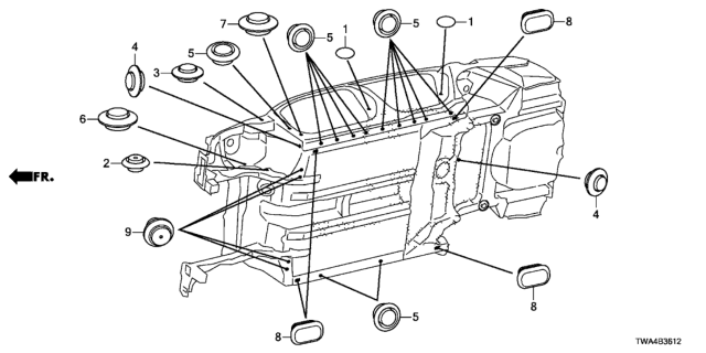 2020 Honda Accord Hybrid Grommet (Lower) Diagram