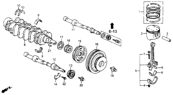 1990 Honda Accord Bearing A, Main (Black) (Taiho) Diagram for 13321-PT0-004