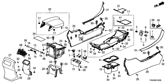 2017 Honda Accord Hybrid Console Diagram