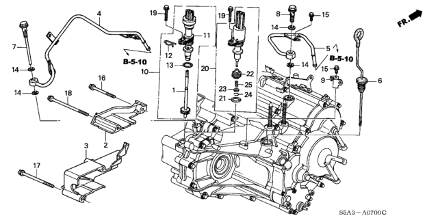 2003 Honda Civic AT ATF Pipe - Speedometer Gear Diagram