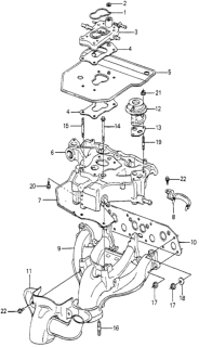 1982 Honda Prelude Carburetor Insulator  - Manifold Diagram