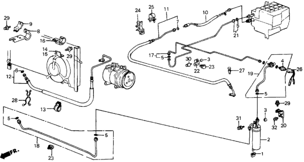 1985 Honda Civic 5 Door DX KA 5MT A/C Hoses - Pipes (Sanden) Diagram