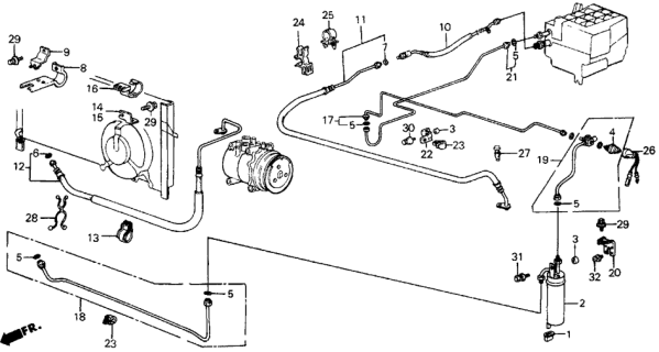 1985 Honda Civic A/C Hoses - Pipes (Sanden) Diagram