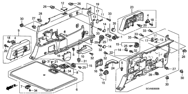 2009 Honda Element Hook, RR. Side Lining Cargo *YR233L* (TITANIUM) Diagram for 84615-S9V-A00ZM