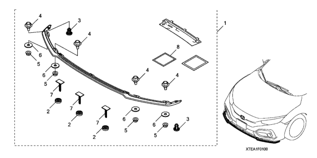 2020 Honda Civic 5 Door LX (HONDA SENSING) KA CVT Underbody Spoiler (Front) Diagram