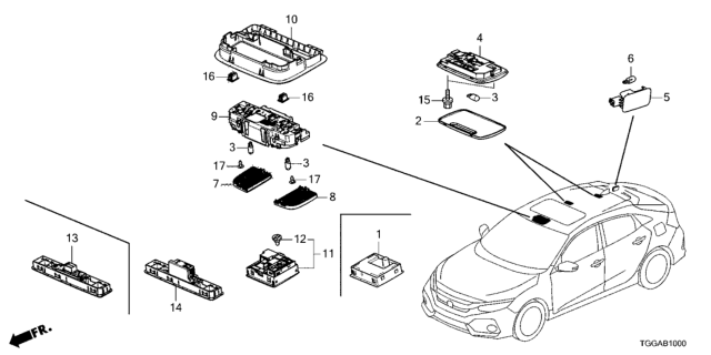2021 Honda Civic 5 Door LX KA CVT Interior Light Diagram