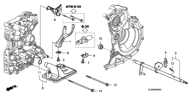 2008 Honda Fit 5 Door BASE KA 5AT AT Shift Fork Diagram