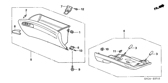 2006 Honda Civic Knob, L. Glove Box *NH556L* (GRAY) Diagram for 77545-SNA-A01ZD