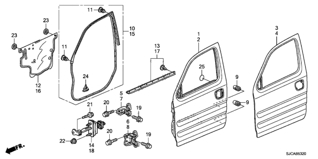 2014 Honda Ridgeline 4 Door RTS KA 5AT Front Door Panels Diagram