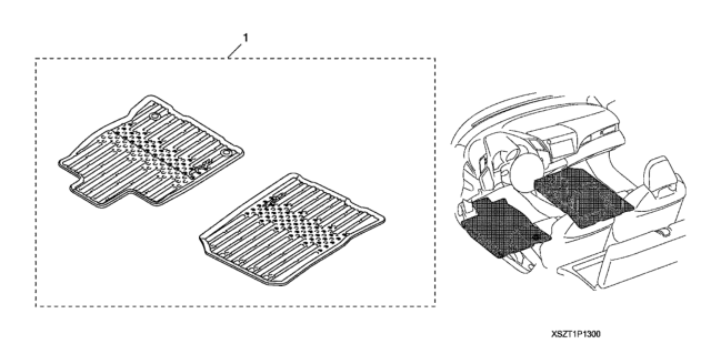 2011 Honda CR-Z 3 Door EX KA CVT Floor Mats, All-Season Diagram