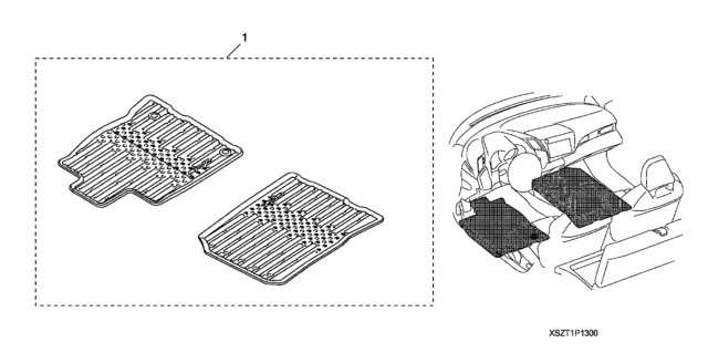 2011 Honda CR-Z Floor Mats, All-Season Diagram