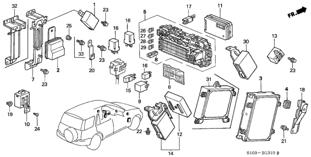 2001 Honda CR-V Control Unit (Cabin) Diagram